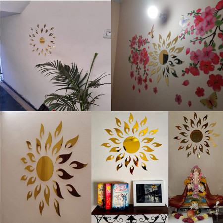 Set Oglinzi Design 3D GOLD SUN MyStyle® - Oglinzi Decorative Acrilice Luxury Home 27 buc/set - Img 4