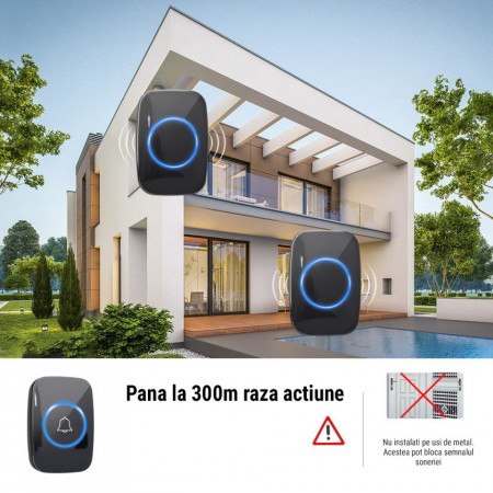 Sonerie Wireless, distanta 300m, 60 melodii, 5 nivele de volum - Img 8