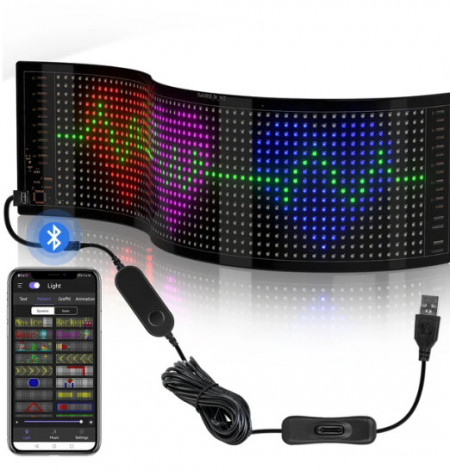 Afișaj LED programabil pentru autovehicule, panou publicitar, display RGB, control din Aplicatie, 5V