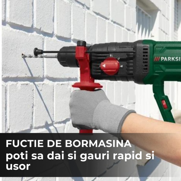 Ciocan rotopercutor cu fir Parkside PBH 1050 D4 Putere de 1050W, Mandrina rapida, Forta de percutie de 3J, nr. percutii 5300 min, turatie de 980 rpm, Verde - Img 4