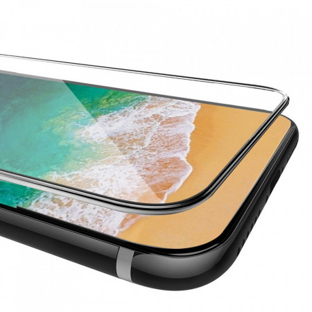 Folie de sticla Apple iPhone X, cu margini colorate Negru - Img 2