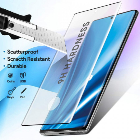 Folie de sticla pentru Samsung Galaxy Note 10 Plus, cu margini colorate Negru