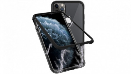 Husa Apple iPhone 11 PRO MAX Magnetica cu spate din sticla securizata si folie privacy pentru ecran, Perfect Fit
