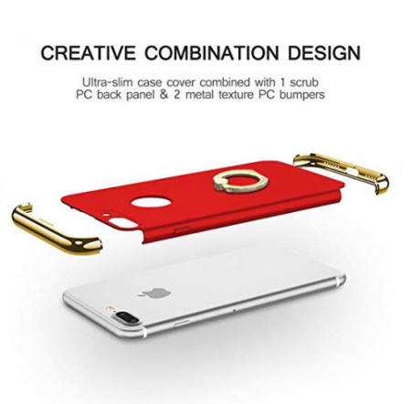 Husa Apple iPhone 8 Plus, Elegance Luxury 3in1 Ring Rosu - Img 3