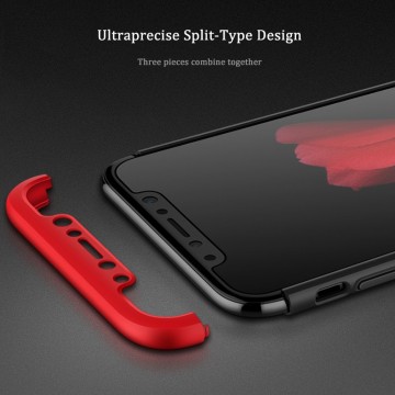 Husa Apple iPhone X, FullBody 360° 3in1 Negru-Rosu - Img 2