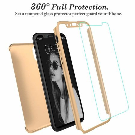 Husa Apple iPhone X, FullBody Elegance Luxury Auriu, acoperire completa 360 grade cu folie de sticla gratis - Img 3