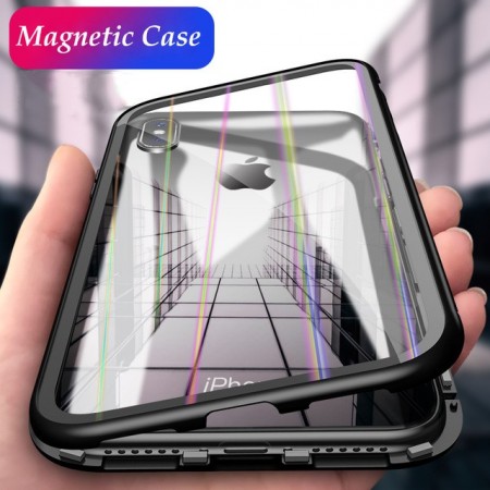Husa Apple iPhone X, Magnetica 360 grade Negru , Perfect FIt cu spate de sticla securizata premium + folie de sticla pentru ecran gratis - Img 6