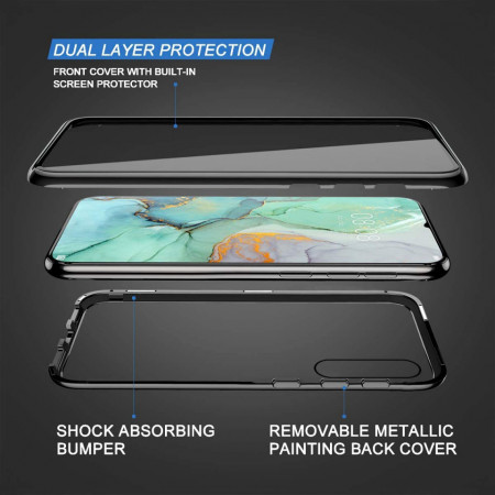 Husa Huawei P30 Pro , Magnetica 360 Negru, Perfect Fit cu spate de sticla securizata premium + folie de sticla pentru ecran