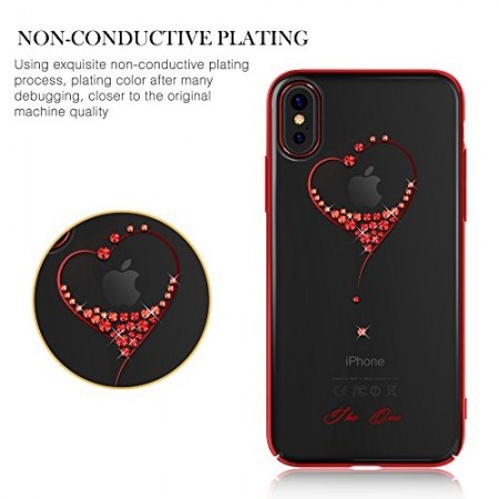 Husa Kingxbar pentru Apple iPhone X design Cristale Swarovski - Red - Img 5