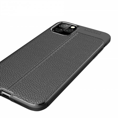 Husa pentru Apple iPhone 11 PRO MAX, Perfect Fit Black cu insertii de piele - Img 4