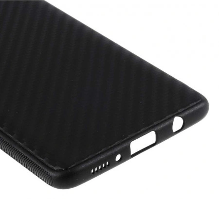 Husa pentru Samsung Galaxy A51, Perfect Fit, cu insertii de carbon, negru
