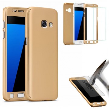 Husa Samsung Galaxy A5 2017, FullBody Elegance Luxury Gold, acoperire completa 360 grade cu folie de sticla gratis - Img 2