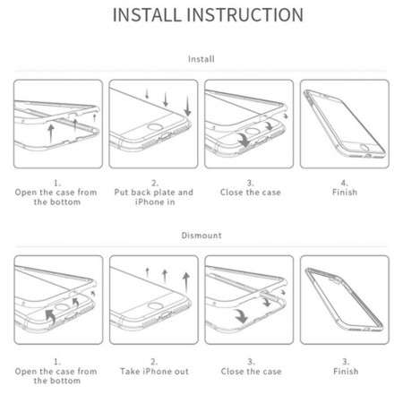 Husa Samsung Galaxy NOTE 8 , Magnetica 360 grade Negru, Perfect Fit cu spate de sticla securizata premium FATA-VERSO - Img 3