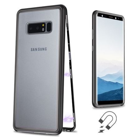 Husa Samsung Galaxy Note 8 Magnetica cu spate din sticla securizata si folie privacy pentru ecran, Perfect Fit - Img 2