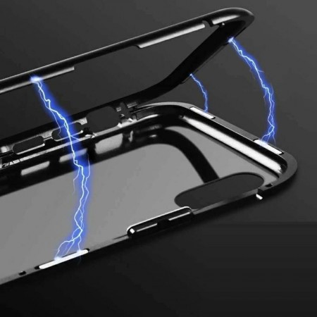 Husa Samsung Galaxy S7 Edge Magnetica 360 grade Black, Perfect Fit cu spate de sticla securizata premium + folie de protectie gratis - Img 5
