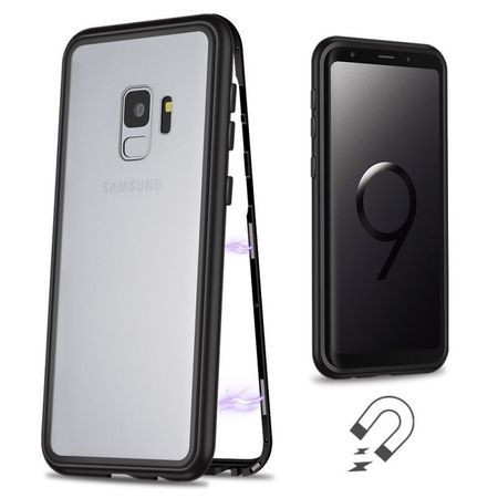 Husa Samsung Galaxy S9 Plus Magnetica cu spate din sticla securizata si folie privacy pentru ecran, Perfect Fit