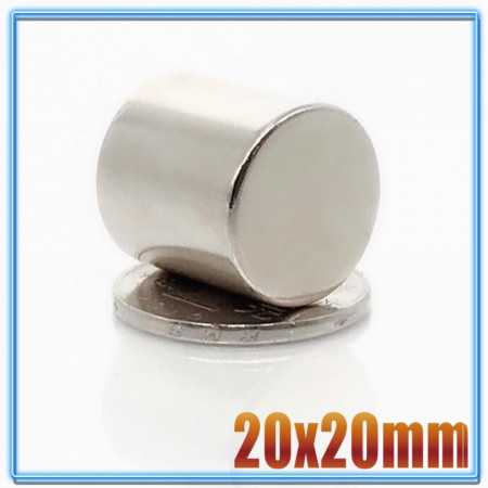 Magnet puternic neodim disc rotund 20mm x 20mm cu suprafata nichelata