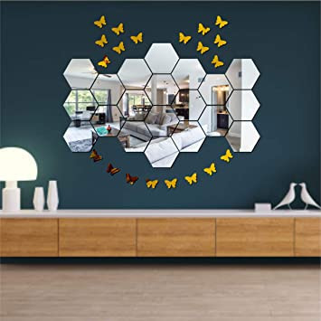 Oglinda Design Hexagon Acrilica Cristal &amp; Diamant - Luxury Home - 18 cm - 1 bucata