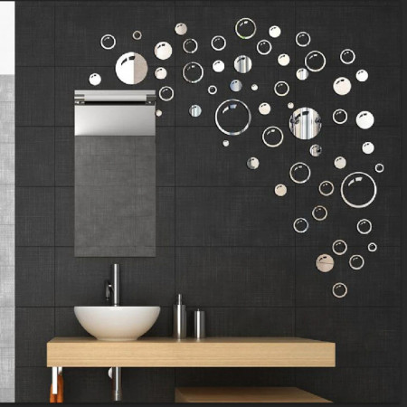 Oglinzi acrilice decorative autoadezive 3D Wall Bubbles 58 buc/set