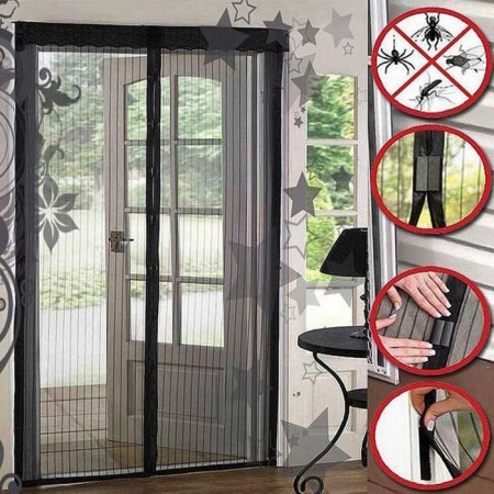 Perdea magnetica anti insecte si tantari, neagra. Plasa anti-tantari - Img 4