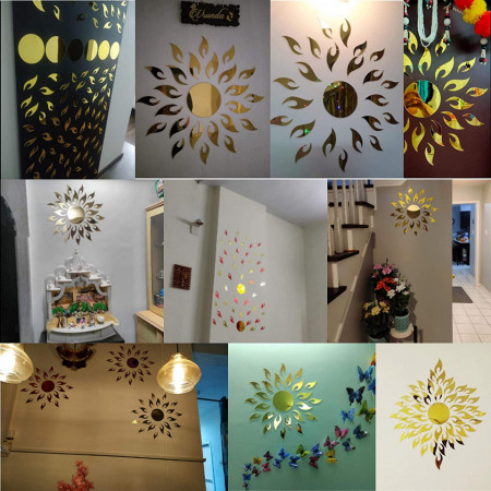 Set Oglinzi Design 3D GOLD SUN MyStyle® - Oglinzi Decorative Acrilice Luxury Home 27 buc/set - Img 5