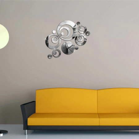 Set Oglinzi Design Modern Ceas Perete - Oglinzi Decorative Acrilice Cristal Ceas Perete - Diamant - Luxury Home 23 bucati/set