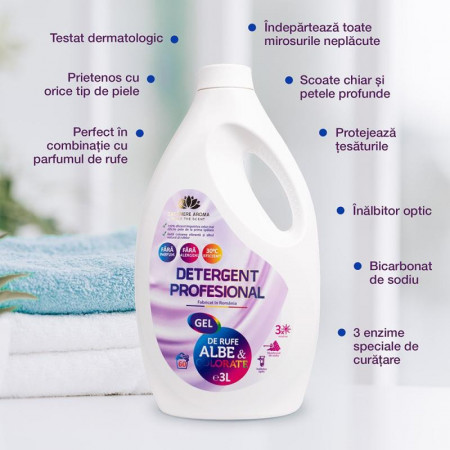 Detergent profesional rufe albe si colorate, 3Litri, Cashmere Aroma - Img 4