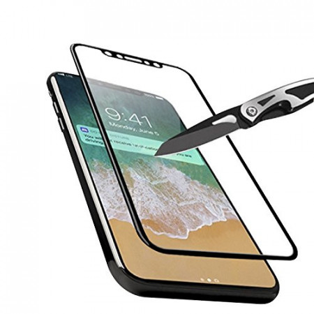 Folie de sticla Apple iPhone X, cu margini colorate Negru - Img 3