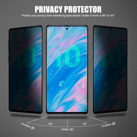 Folie de sticla Samsung Galaxy Note 10 Plus, Privacy Glass, folie securizata duritate 9H