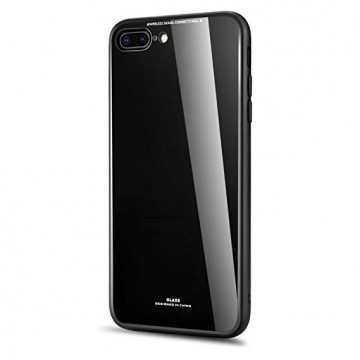 Husa Apple iPhone 6 Plus/6S Plus,Elegance Luxury Back Glass, husa cu sticla securizata pe spate de culoare neagra - Img 3