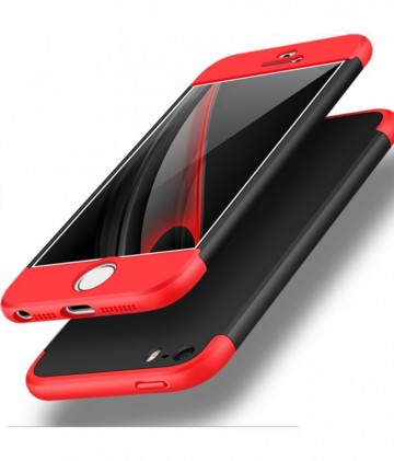 Husa Apple iPhone 7, FullBody 360° 3in1 Negru-Rosu - Img 2