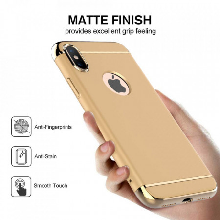 Husa Apple iPhone X, Elegance Luxury 3in1 Auriu - Img 2
