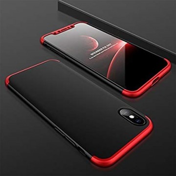 Husa Apple iPhone X, FullBody 360° 3in1 Negru-Rosu - Img 3