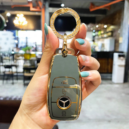 Husa de protectie premium pentru cheie auto, Elegance Luxury Cover Key, Gri, compatibila cu Mercedes Benz A C E S G Class W177 W205 W213 X167 W222 CLA GLE GLB GLS AMG Maybach - Img 2