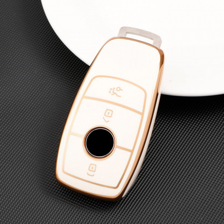 Husa de protectie premium pentru cheie auto Mercedes Benz, Elegance Luxury Cover Key, Alba - Img 2