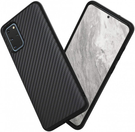 Husa pentru Samsung Galaxy S20 Plus, Perfect Fit, cu insertii de carbon, negru