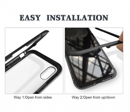 Husa Samsung Galaxy NOTE 8 , Magnetica 360 grade Negru, Perfect Fit cu spate de sticla securizata premium FATA-VERSO - Img 4