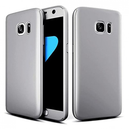 Husa Samsung Galaxy S7 Edge, FullBody Elegance Luxury Silver, acoperire completa 360 grade cu folie de protectie gratis - Img 2