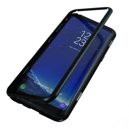 Husa Samsung Galaxy S8 Magnetica 360 grade Black, Perfect Fit cu spate de sticla securizata premium + folie de protectie gratis - Img 6