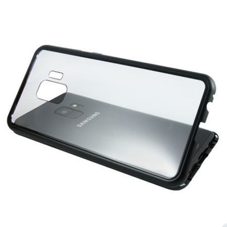 Husa Samsung Galaxy S9 Plus Magnetica 360 grade Black, Perfect Fit cu spate de sticla securizata premium + folie de sticla pentru ecran
