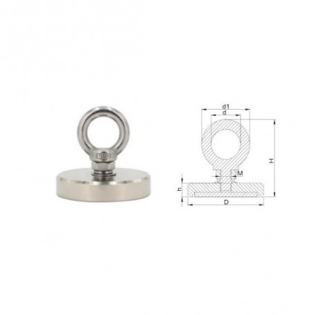 Magnet neodim oală D120 mm cârlig inelar rotativ magnet fishing 480kg - Img 4