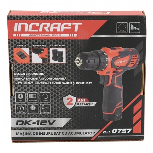 Mașină de înșurubat cu acumulator INCRAFT DK-12V - Cu 2 acumulatori inclusi - Img 4