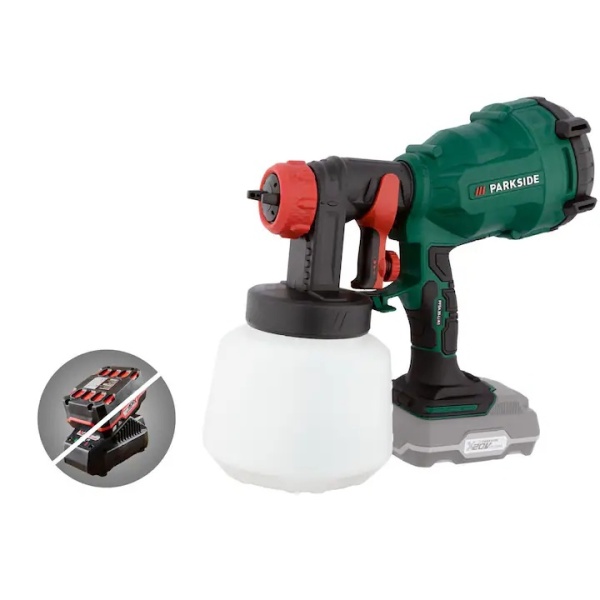 Pistol de vopsit 1000 ml, 700ml/min, 20V, Li-Ion, Parkside, cu acumulator 2 Ah si incarcator - Img 3