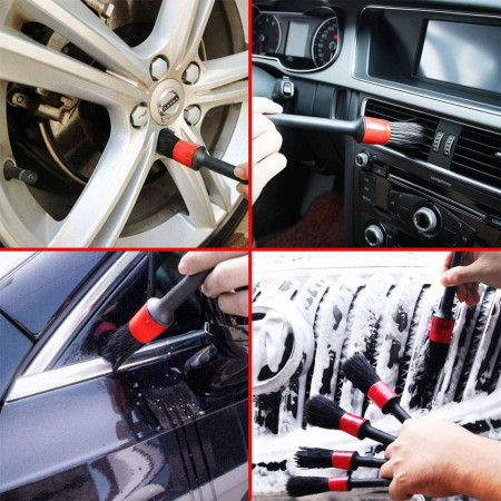 Set 5 perii profesionale pentru curatat interior si exterior auto, elemente de caroserie, bord, jante, detailing auto