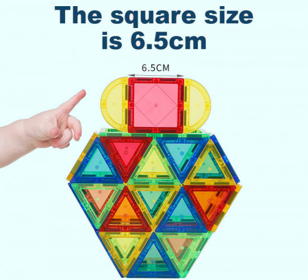 Set de Constructie Magnetic Tiles 3D, jucarii educationale, Elemente Magnetice, diferite variante de asamblare, Cadou baieti si fete, 38 Piese, Multicolor, 3 ani - Img 5