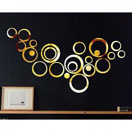 Set Oglinzi din PVC Design Modern - Oglinzi Decorative Acrilice Gold - Luxury Home 24 bucati/set - Img 3
