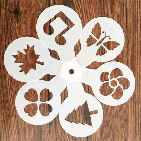 Set pentru decorare cafea sau prajituri, 19 sabloane si shaker pentru cacao sau ciocolata