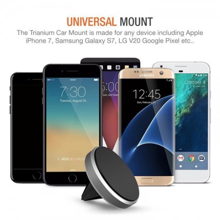 Suport auto magnetic de culoare argintie pentru telefoane mobile, prindere la ventilatie - Img 7