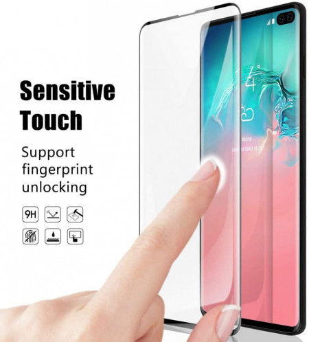 Folie de sticla pentru Samsung Galaxy S10, cu margini colorate Negru