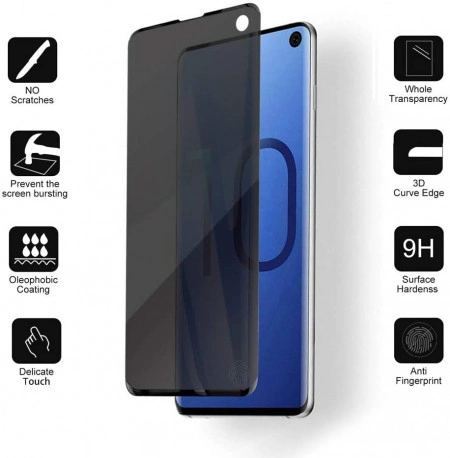 Folie de sticla Samsung Galaxy S10, Privacy Glass, folie securizata duritate 9H